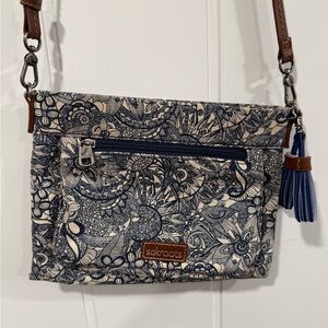 Sakroots Navy Floral Pattern Crossbody with Tassel